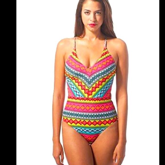 Nanette Lepore Bayamo Goddess Multicolor braided straps One Piece Swimsuit - Picture 1 of 10
